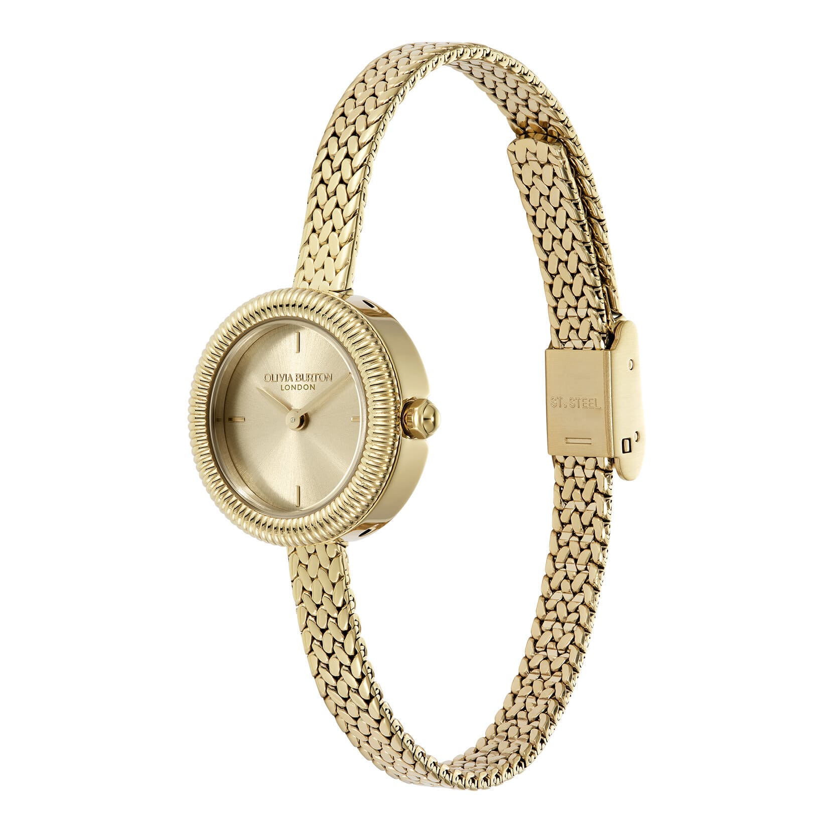 Classic Finery Gold Sunray Dial With Gold Plated Mesh Bracelet Ladies Watch