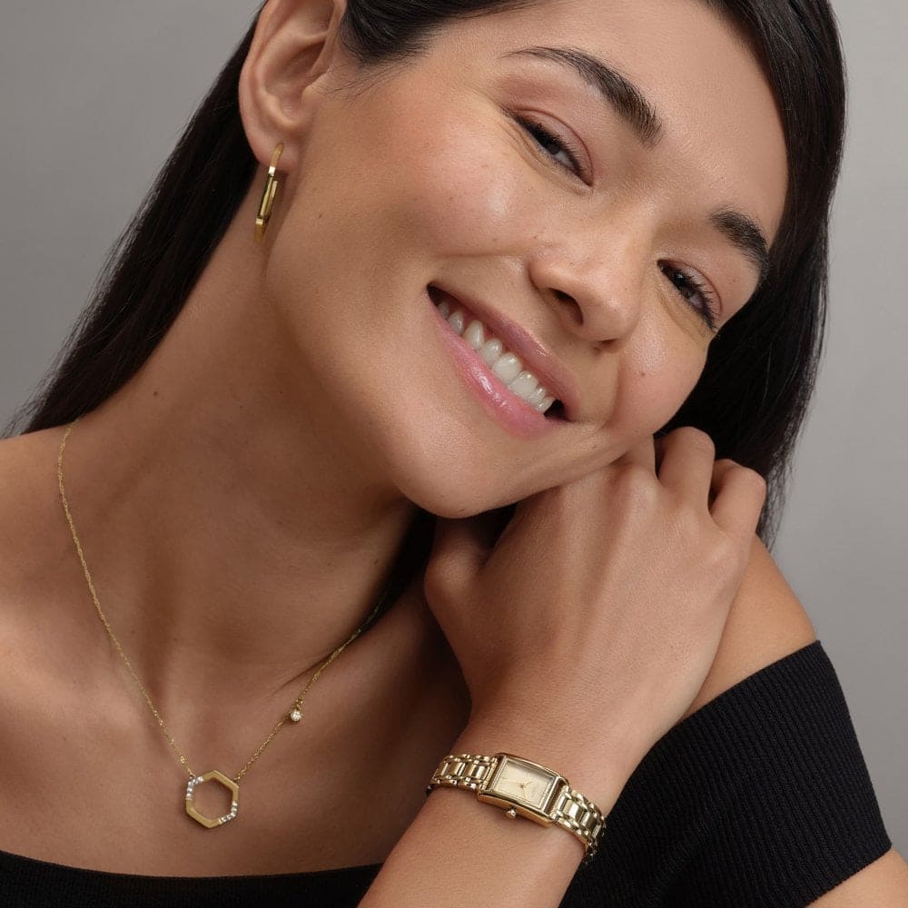 Classic Mini Grove Gold Sunray Dial With Gold-Tone Stainless Steel Bracelet Ladies Watch