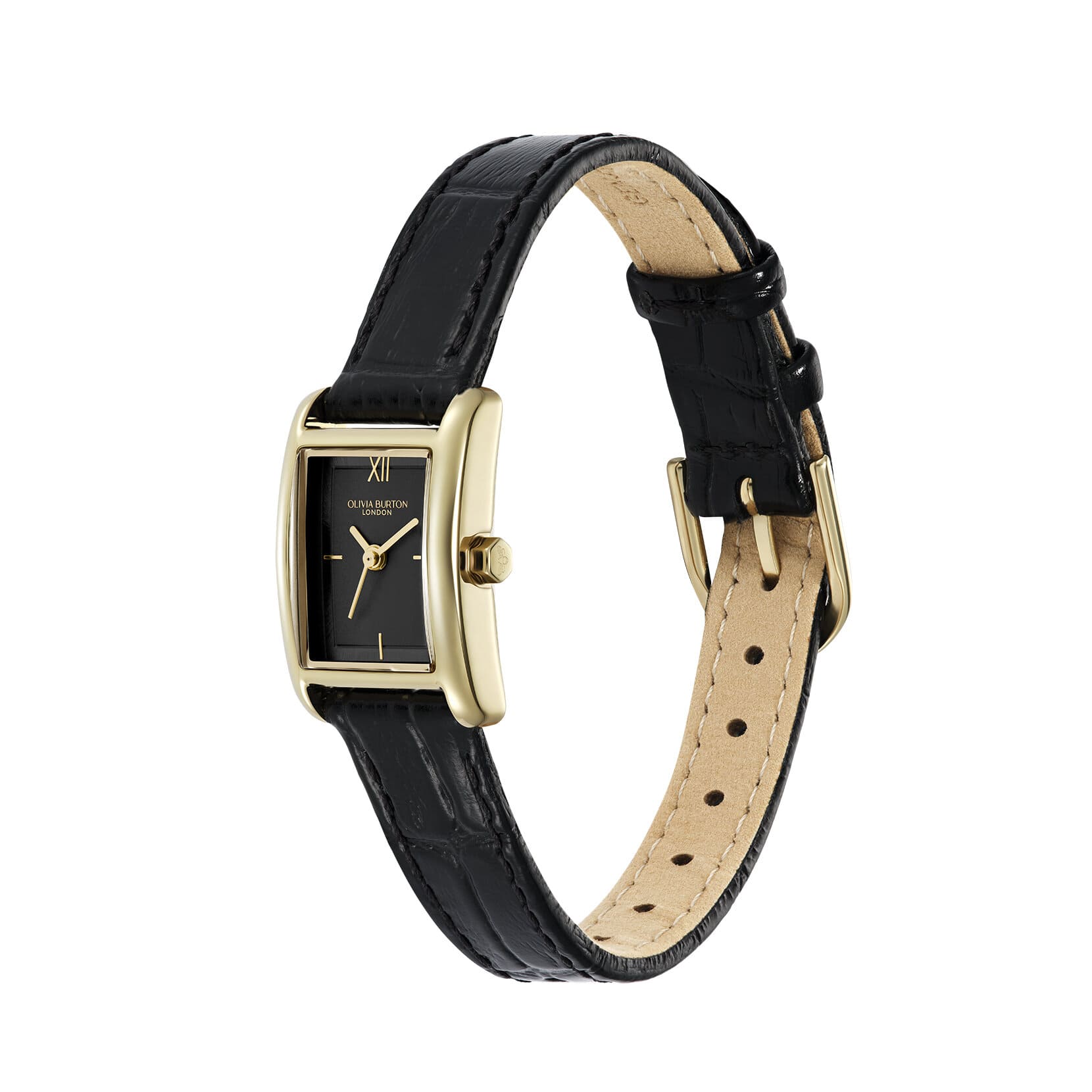 Classic Mini Grove Black Dial With Black Croc Leather Strap Ladies Watch