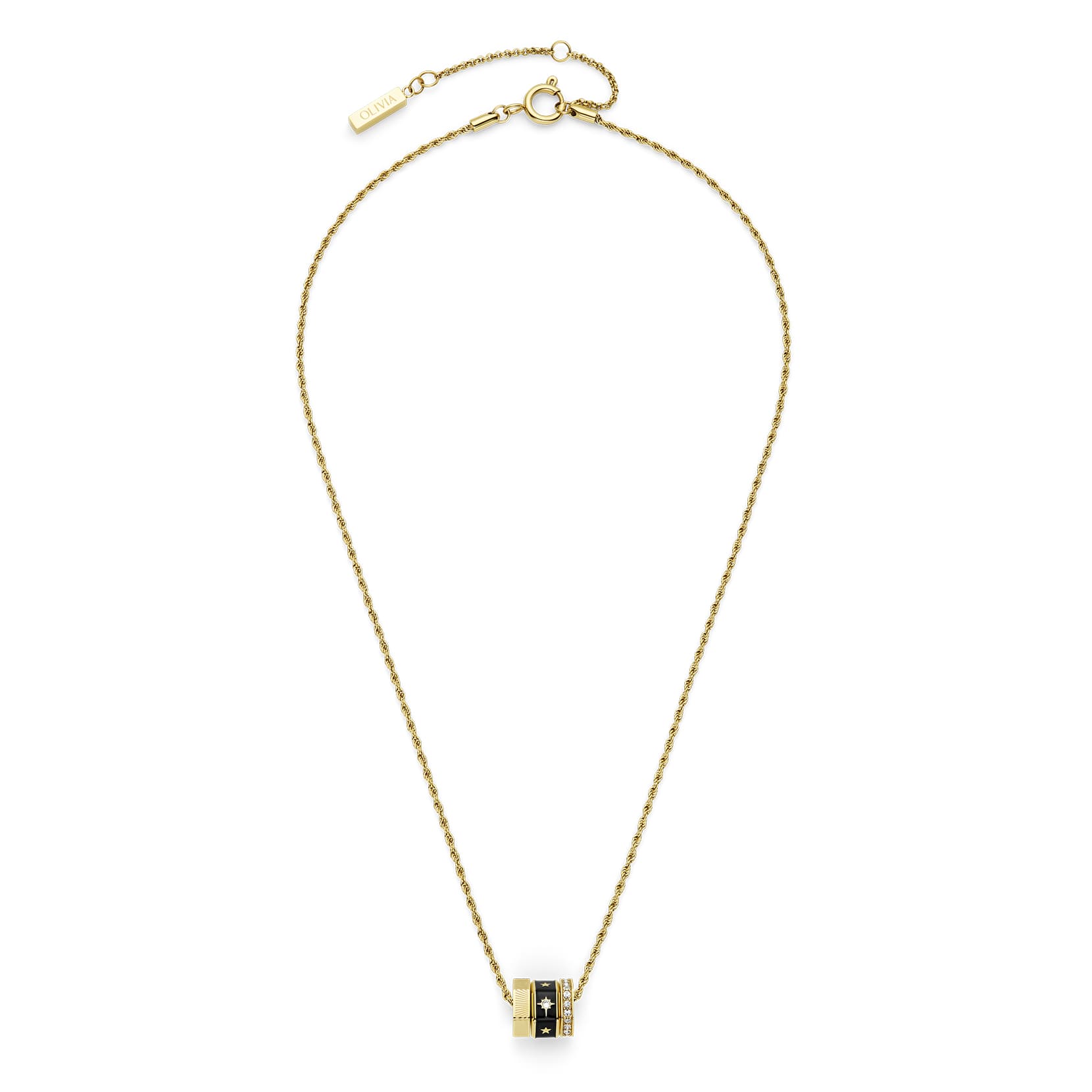 Signature Black & Gold Plated Bead Charm Necklace