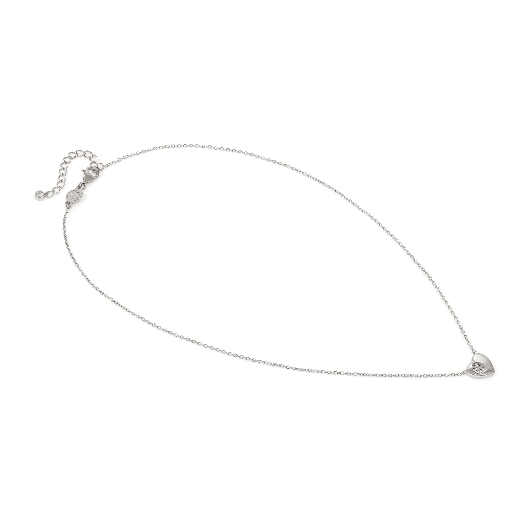 Petit Sparkle Silver Necklace With Heart CZ Pendant