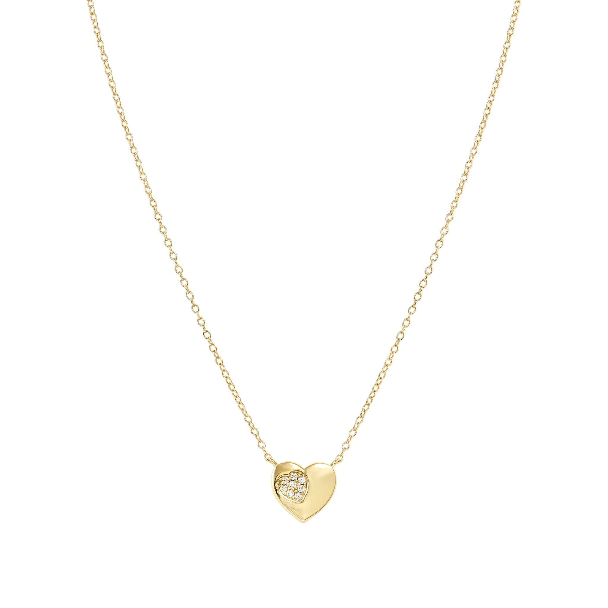 Petit Sparkle Gold Plated Necklace With Heart CZ Pendant