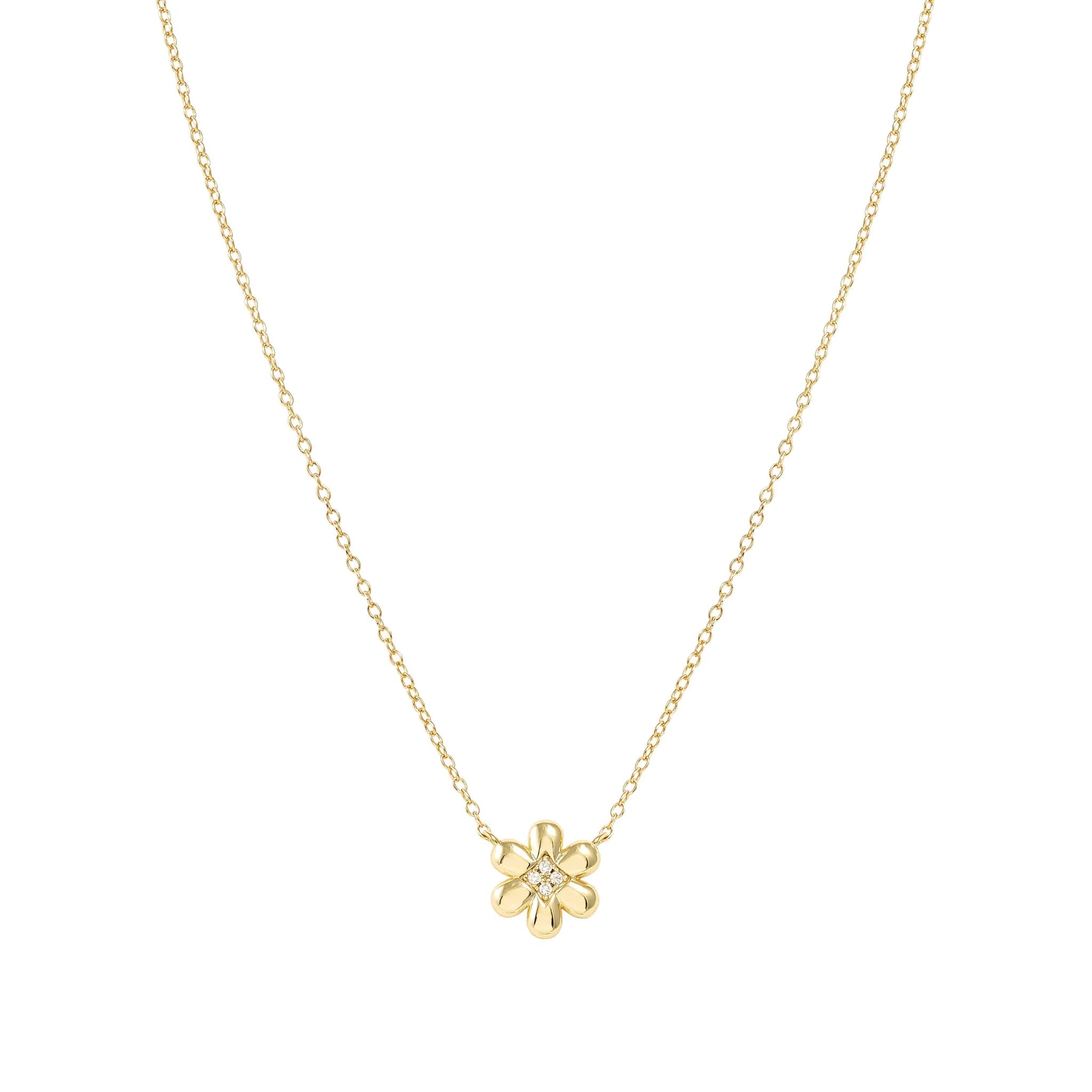 Petit Sparkle Gold Plated Necklace With Flower CZ Pendant