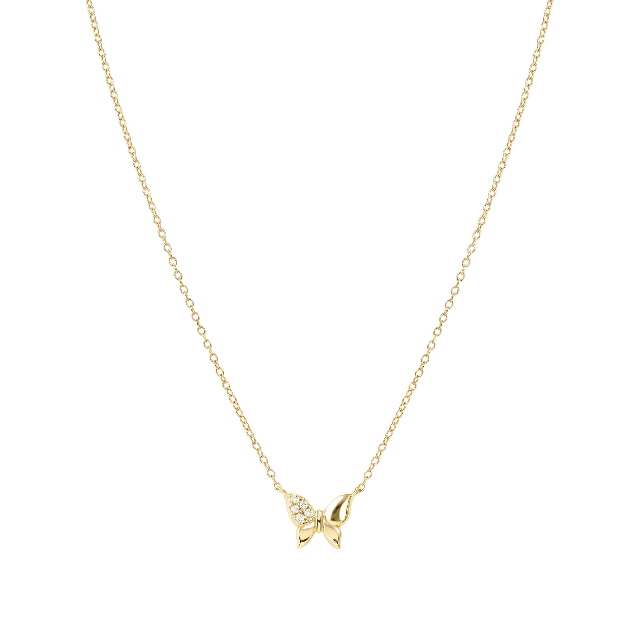 Petit Sparkle Gold Plated Necklace With Butterfly CZ Pendant