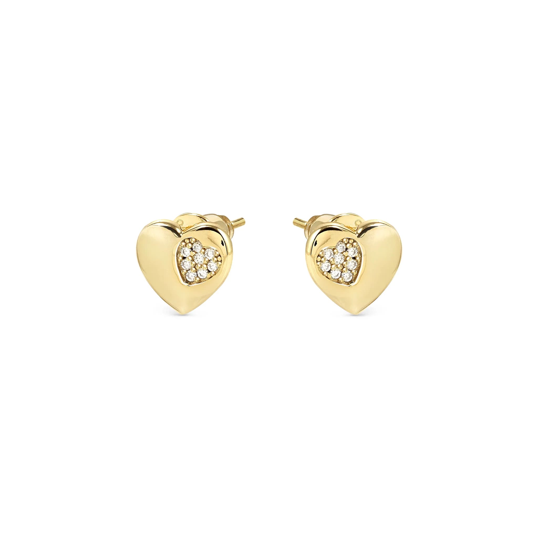 Petit Sparkle Gold Plated Studs With Heart CZ