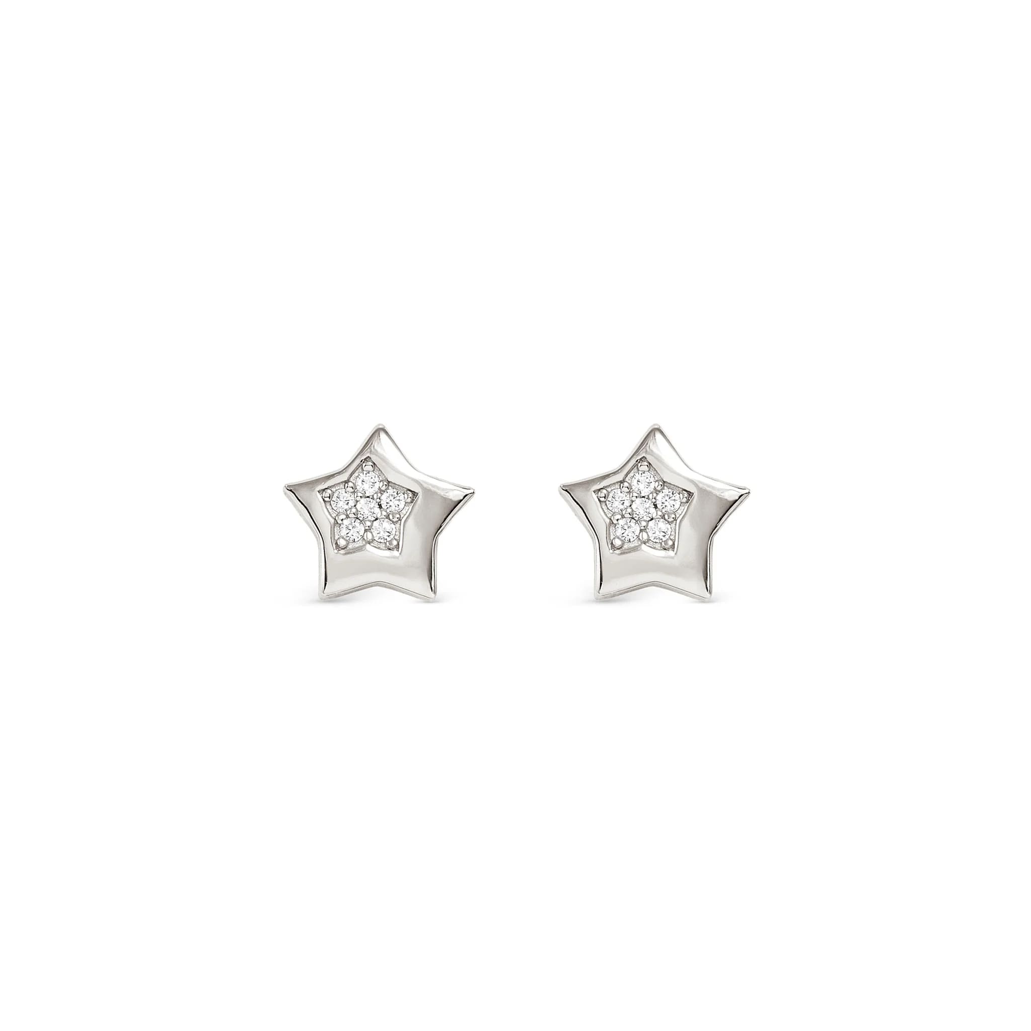 Petit Sparkle Silver Studs With Star CZ