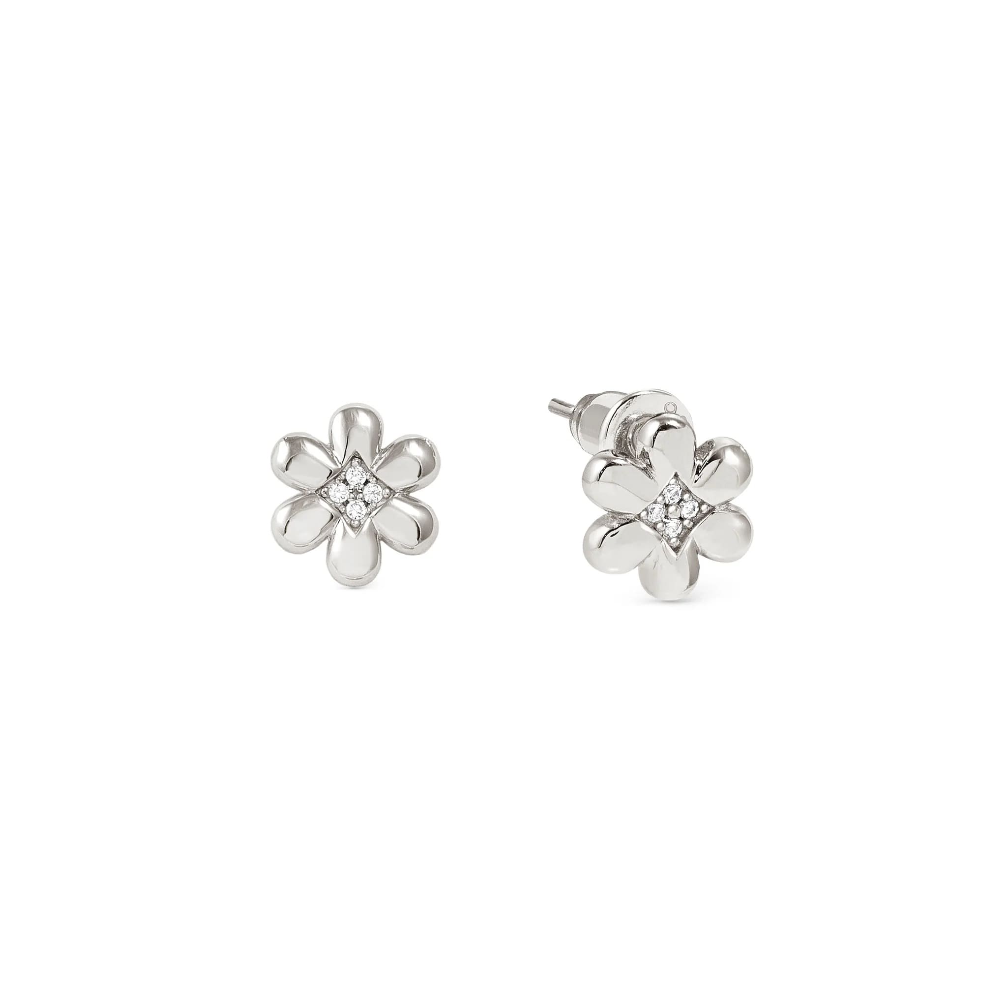 Petit Sparkle Silver Studs With Flower CZ