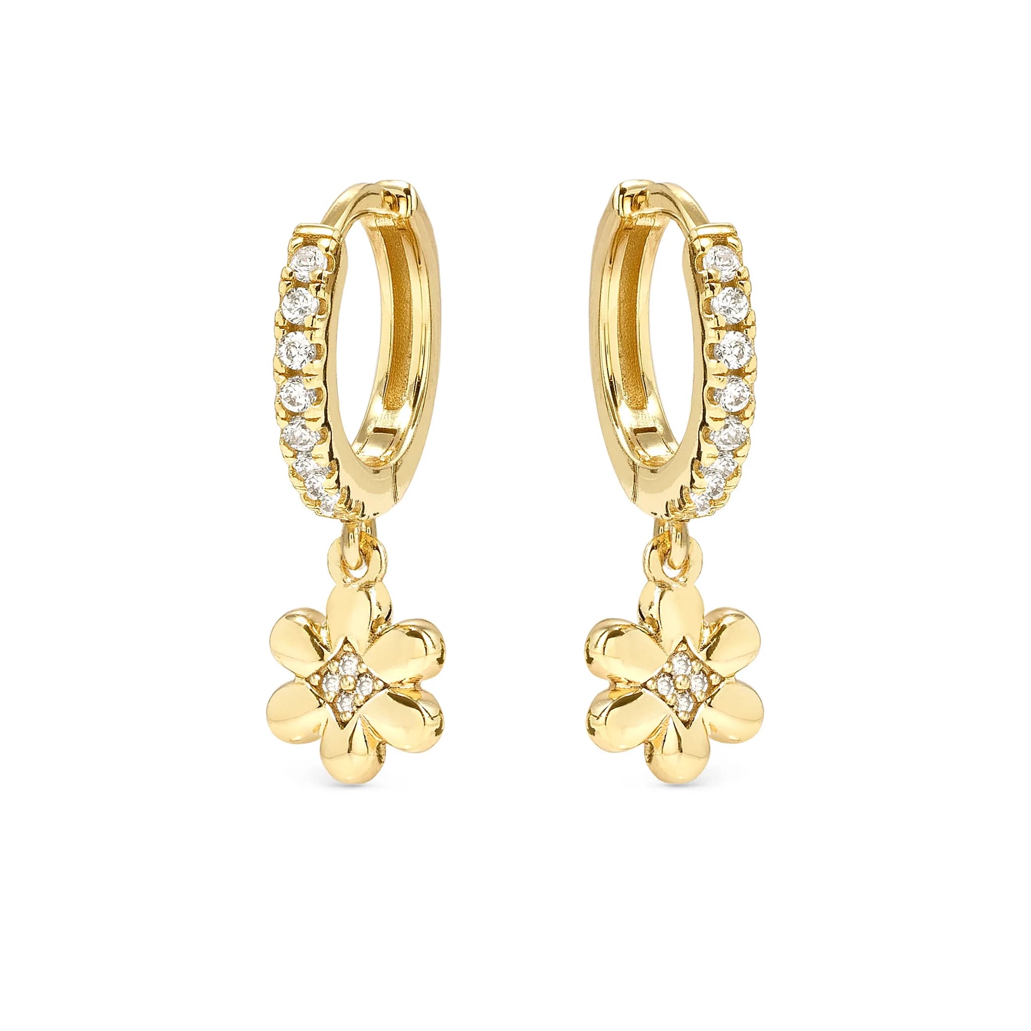 Petit Sparkle Gold Plated Earrings With Flower CZ Hoops