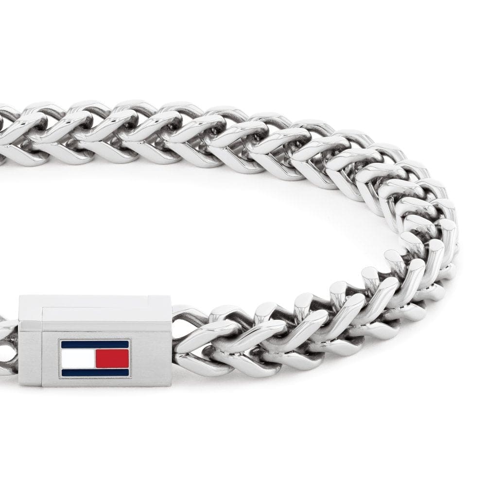 Stainless Steel Braided Logo Clasp Mens Bracelet
