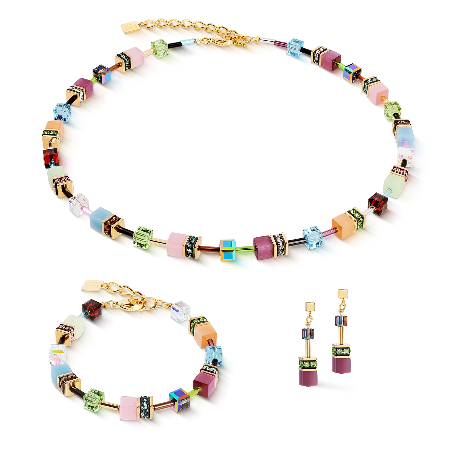 GeoCUBE Iconic Art Nouveau Gold Soft Florals Earrings