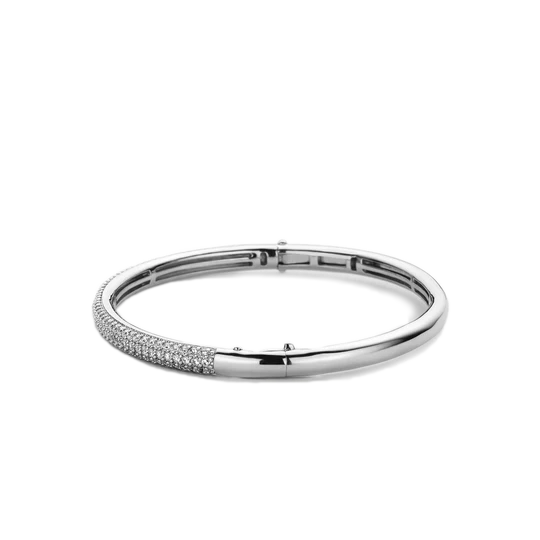Minimalistic Silver Plated With CZ Bangle-M