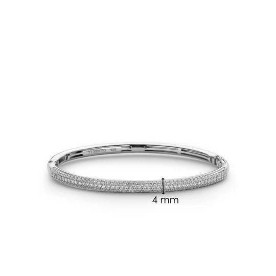 Minimalistic Silver Plated With CZ Bangle-M