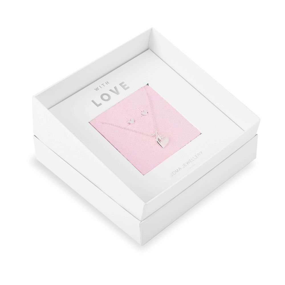 Sentiment Set -With Love -Silver Necklace and Earrings