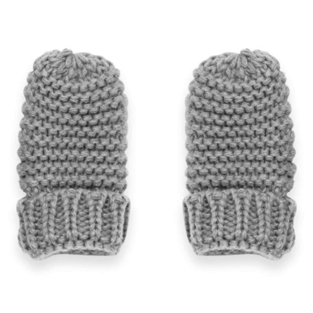 BABY HAT AND MITTENS SET - GREY - 0-6 Months