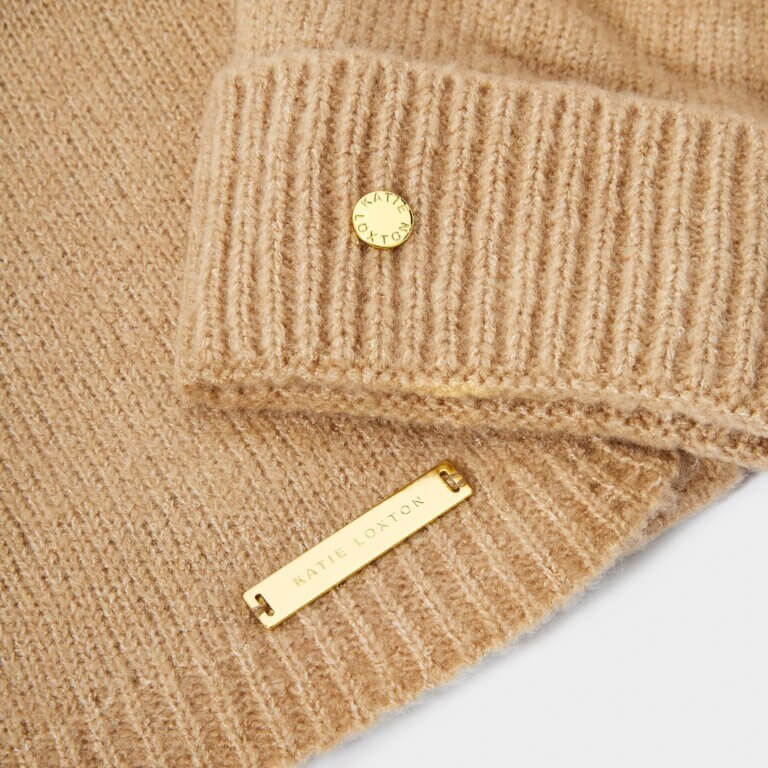 Boxed Fine Knitted Hat & Scarf | Caramel
