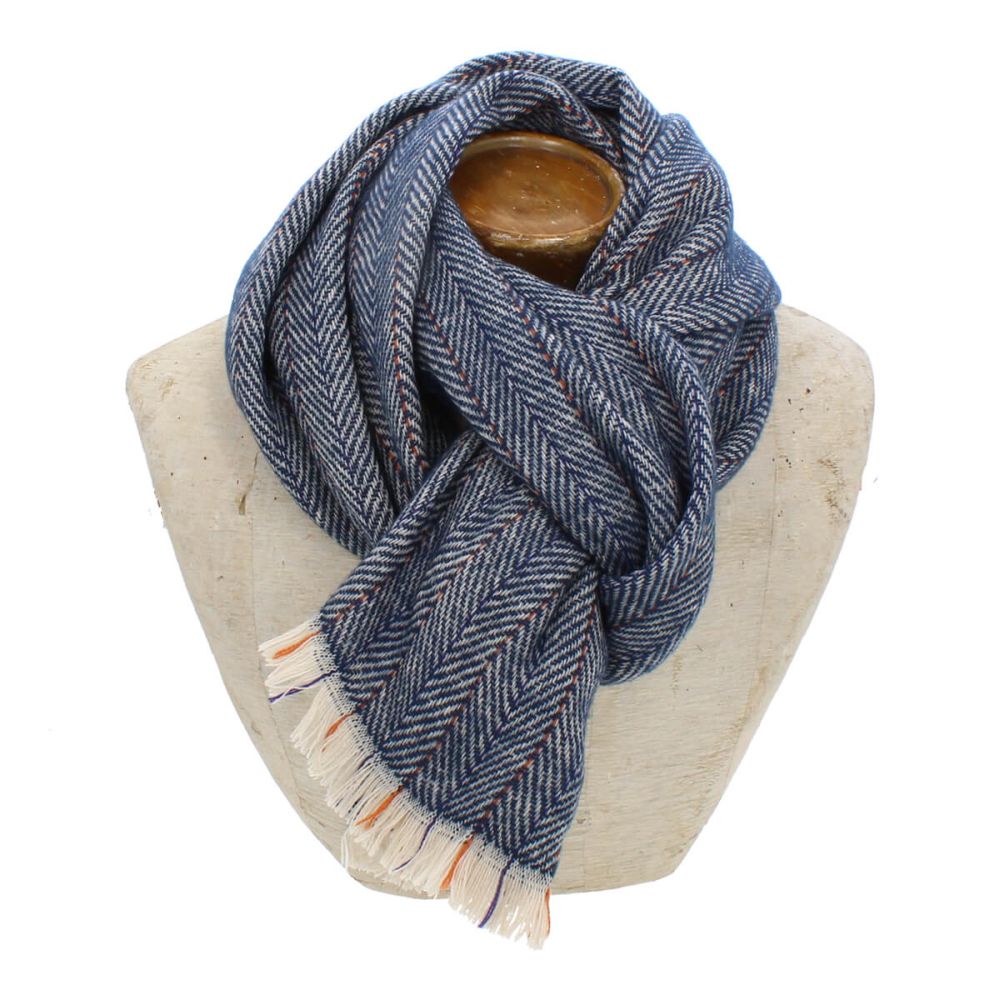 Henry Men's Herringbone Blue Scarf