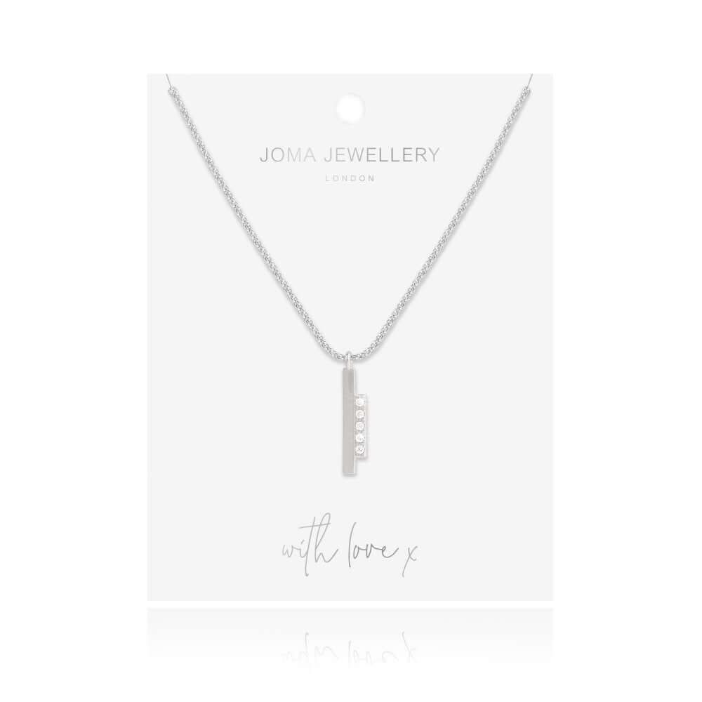Adeline | Silver | Pave Bar | Necklace | 46cm + 5cm Extender