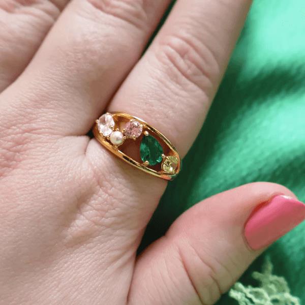 Sofia Cluster Ring In Flamingo CZ & Gold