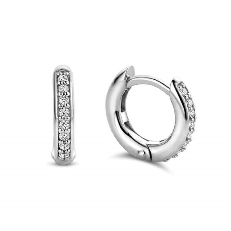 Silver CZ Set Small Hoop Earrings