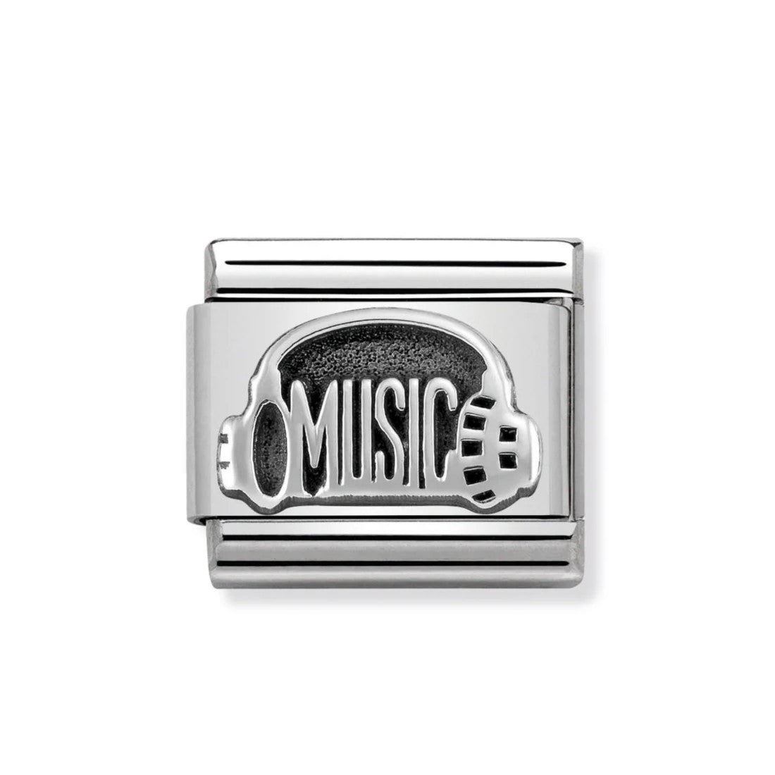 Classic Link In Stainless Steel With Oxodised Sterling Silver MUSIC Headphones