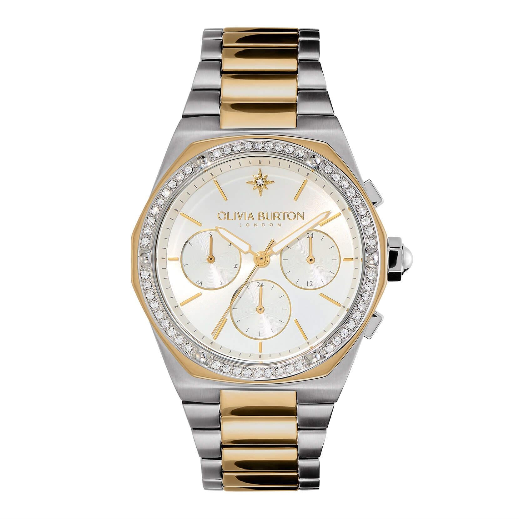 Hexa Multi-Function White & Two Tone Bracelet Watch