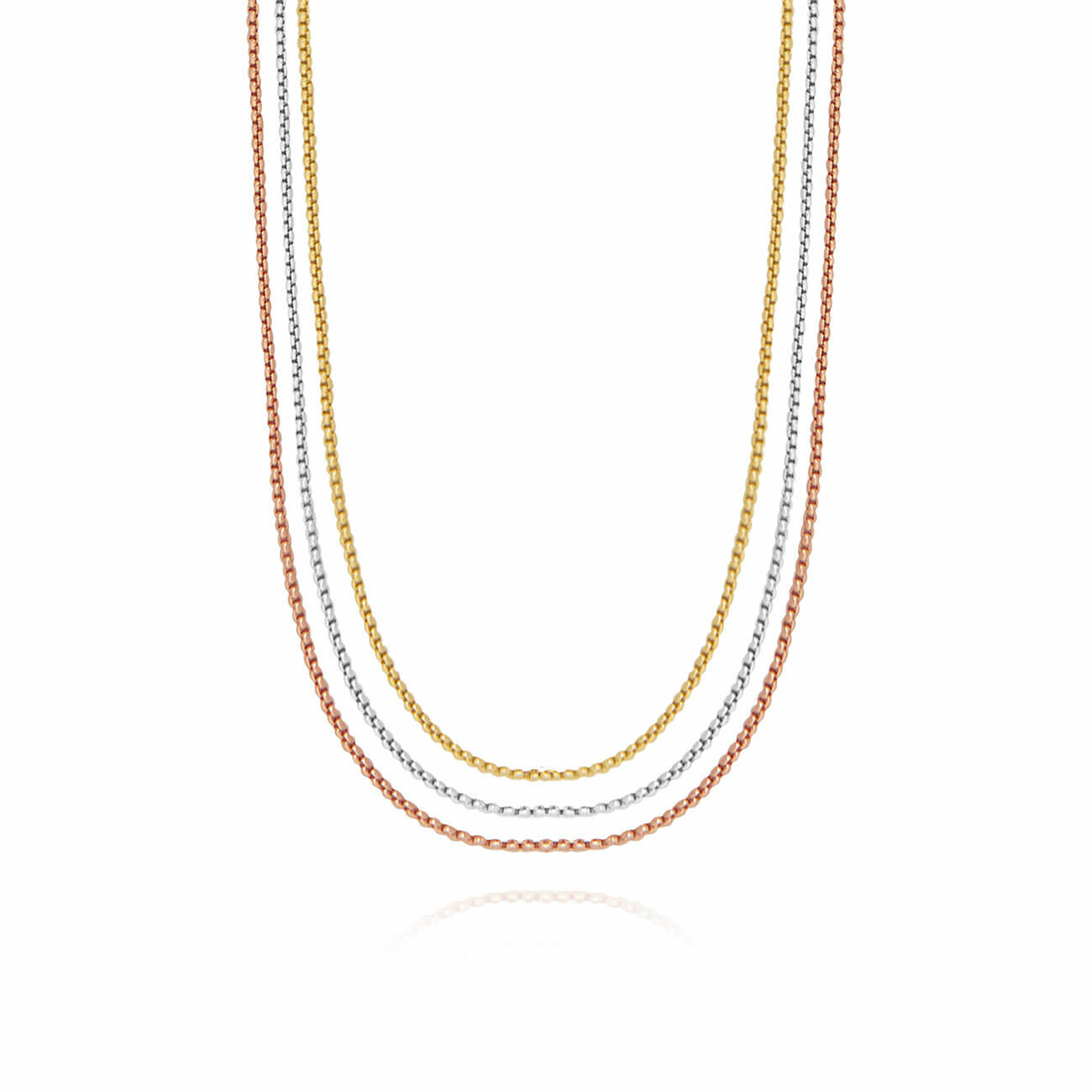 Ella | Multi Chain Necklace | Gold Silver And Rose Gold | Necklace | 43cm, 44.5cm And 46cm