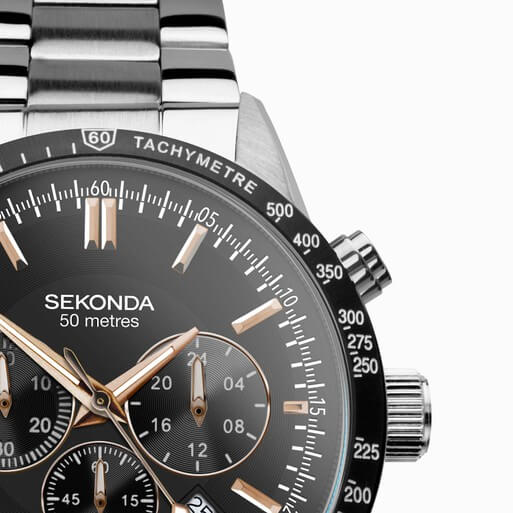 Velocity Chronograph Black Dial & SS Bracelet Strap Men's Watch