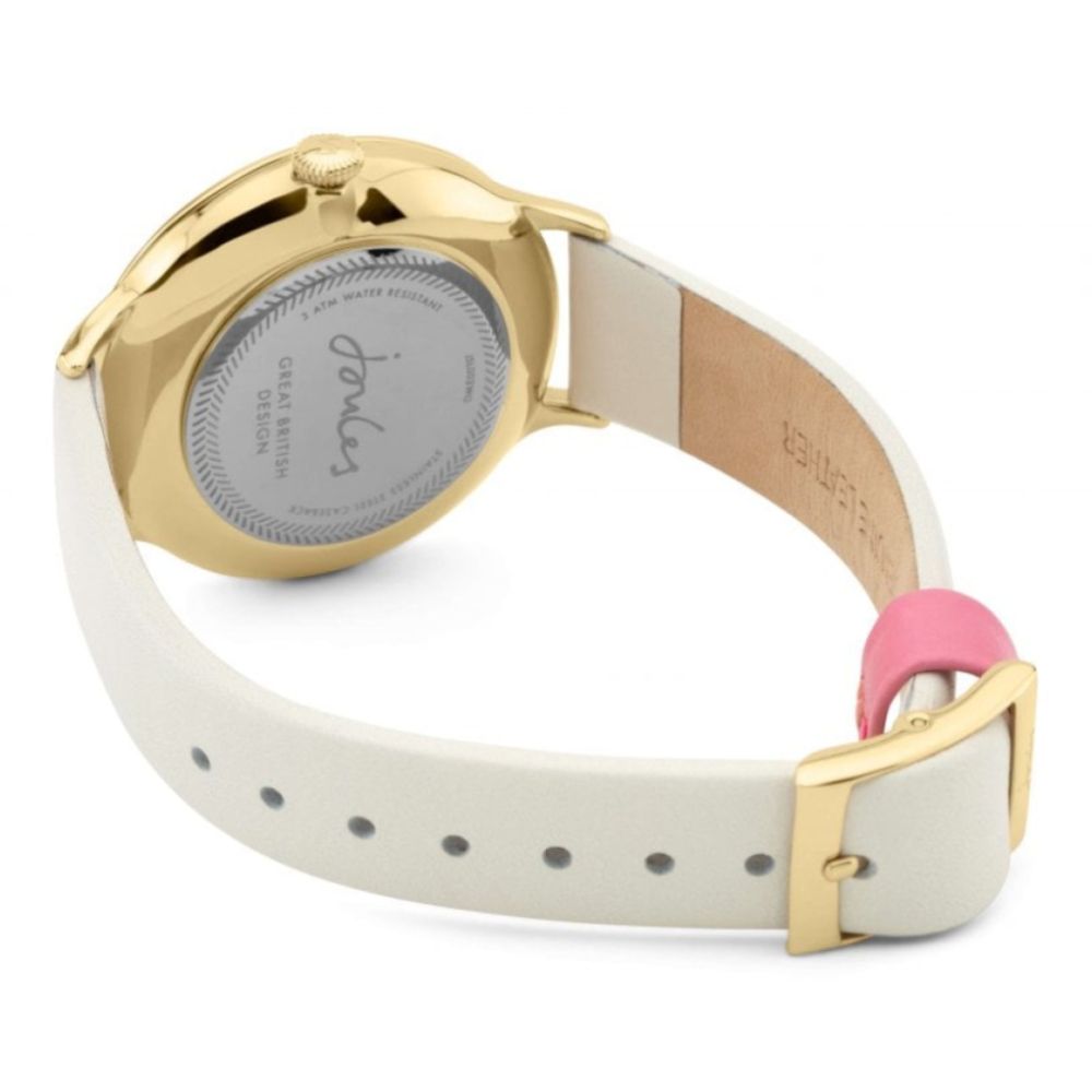 Cream Leather Strap  Stipe Dial Ladies Watch