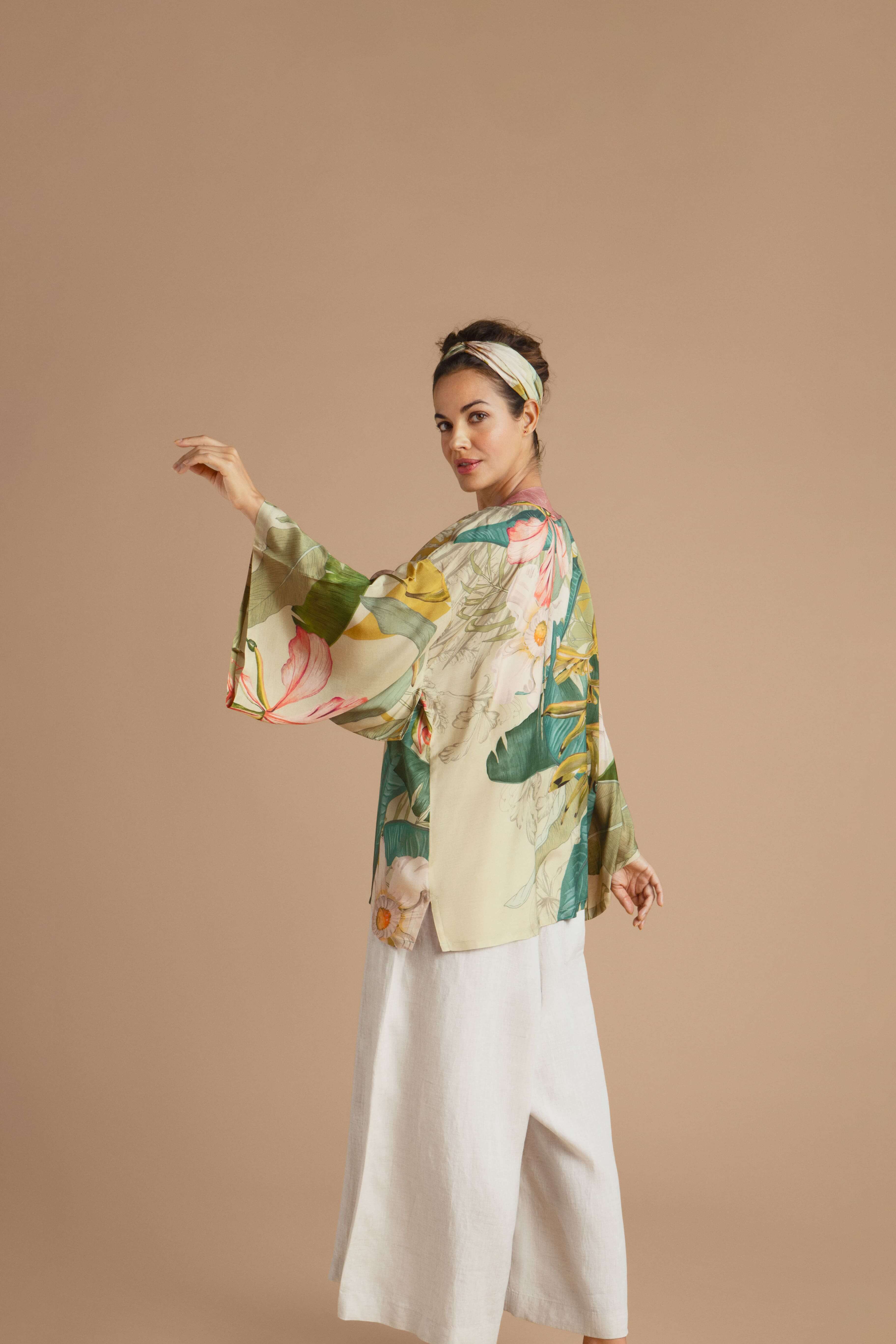 Delicate Tropics Kimono Jacket - Sage