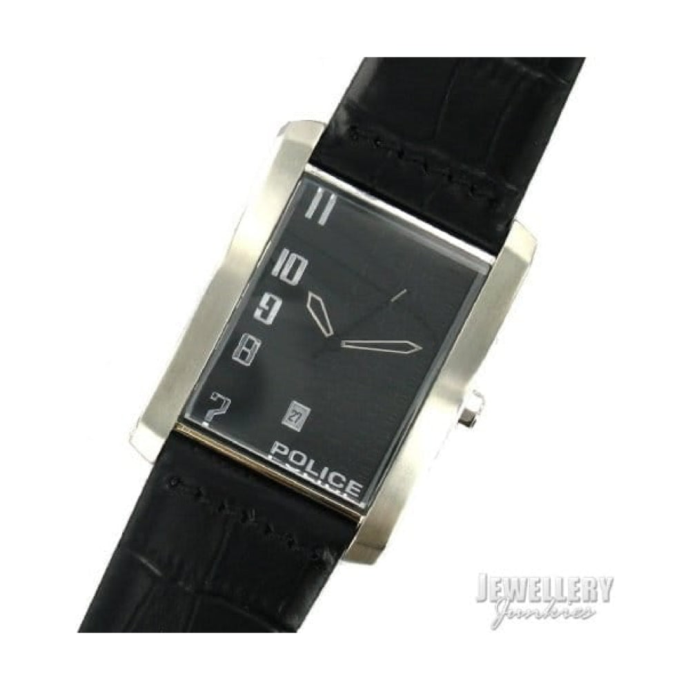 Gents Black Leather Croc Adjustable Strap Watch