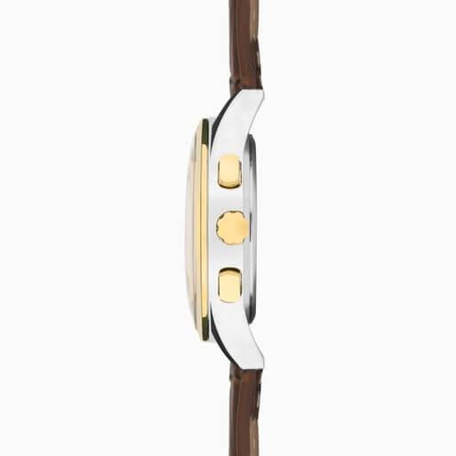 Racer Chronograph Champagne  Dial With Two Tone Case & Brown Leather Strap Men's Watch