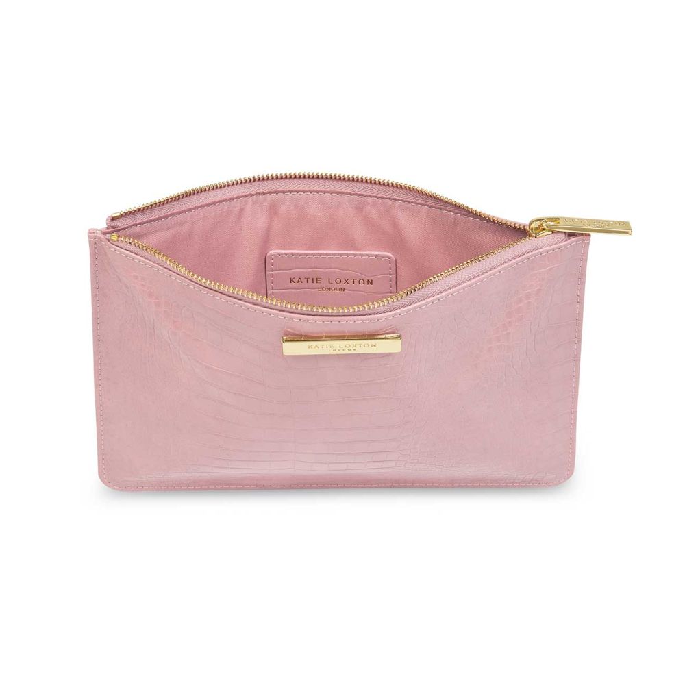 Celine Faux Croc Perfect Pouch | Pink
