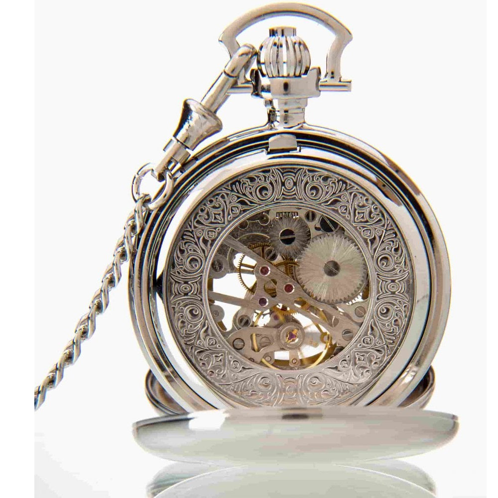 The Windsor - Chrome Mechanical Double Half Hunter Pocket Watch