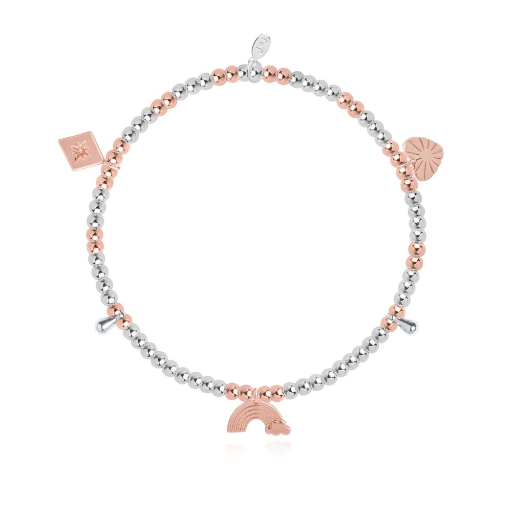 Lifes A Charm |Be You Tiful | Silver And Rose Gold | Charm Bracelet | 17.5cm Stretch