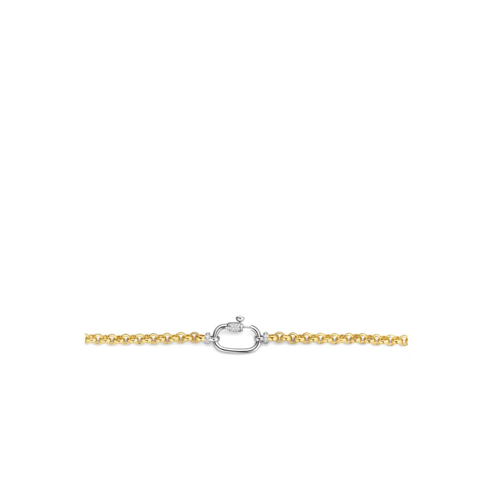 CZ & MOP Stones With Silver Links Chain Necklace