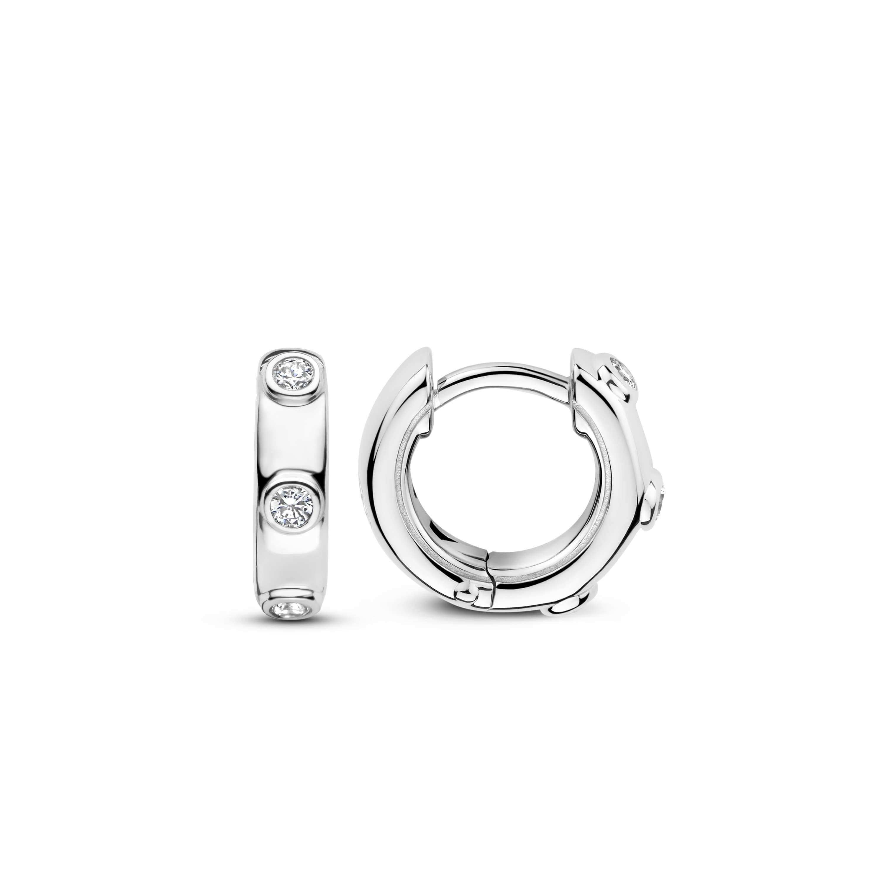 Silver Plated & CZ Huggie Hoops Earrings