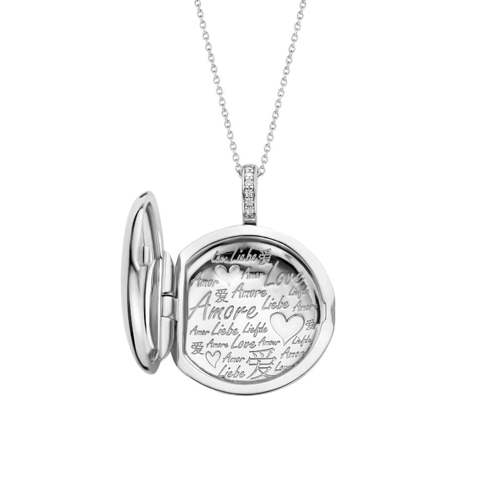 Disk Shape CZ Silver Pendant
