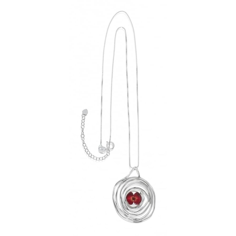 Silver Pendant - Poppy - Med Heart