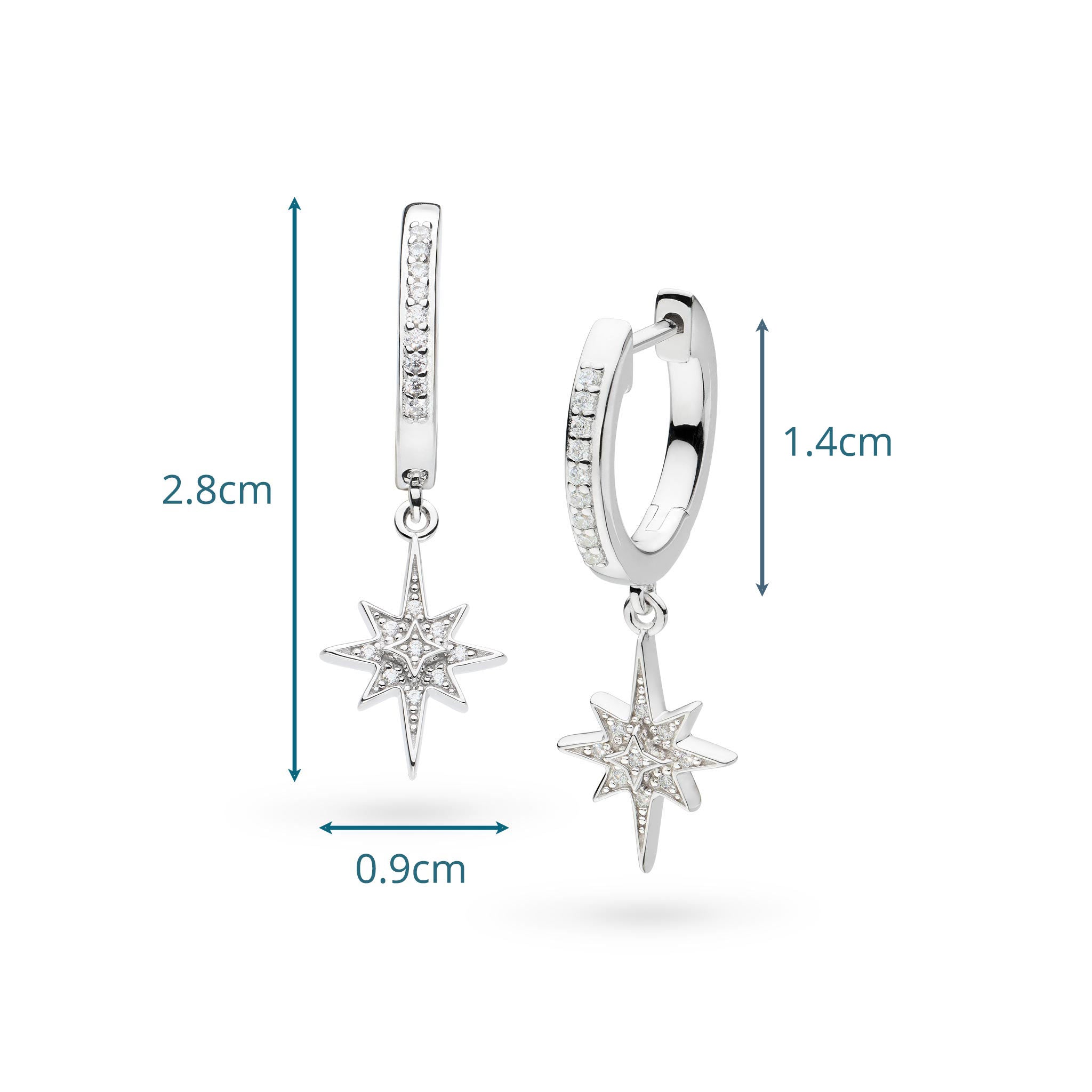 Céleste North Star CZ RP Hinged Hoop Drop Earrings