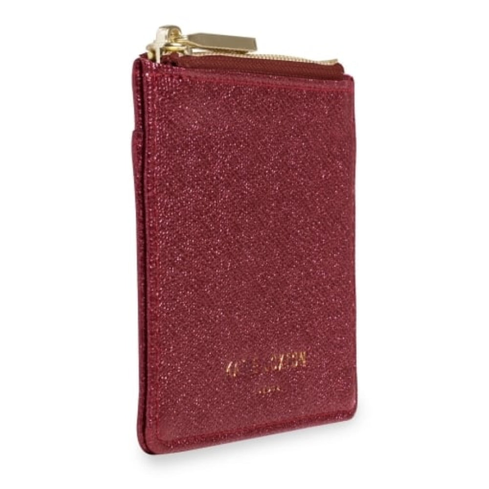 ALEXA METALLIC CARD HOLDER with small zip for coins - red shimmer - 7.7x10.7x1.3cm