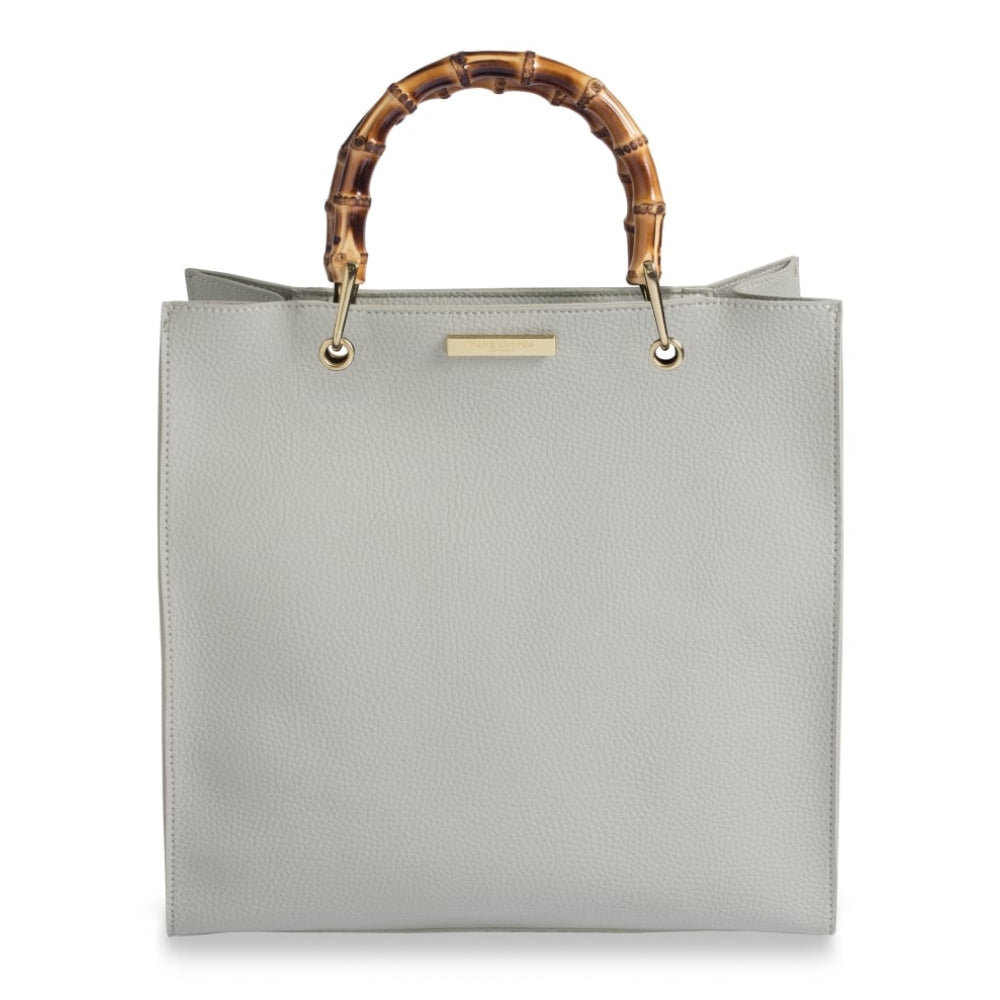 HANDBAG - AMELIE BAMBOO - handbag with bamboo handle - grey - 30.5x31x13cm