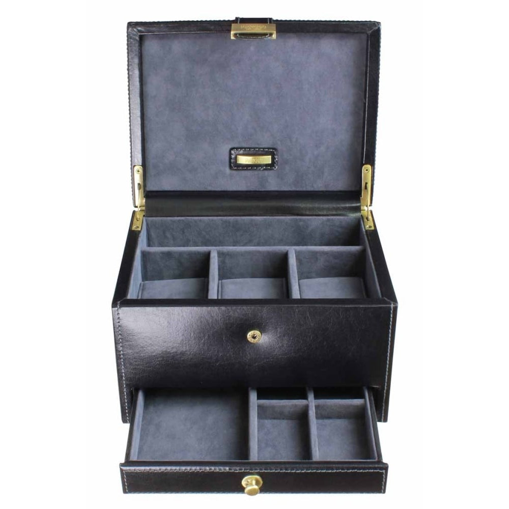 Black 3 Pieces Watch Box With Grey Lining