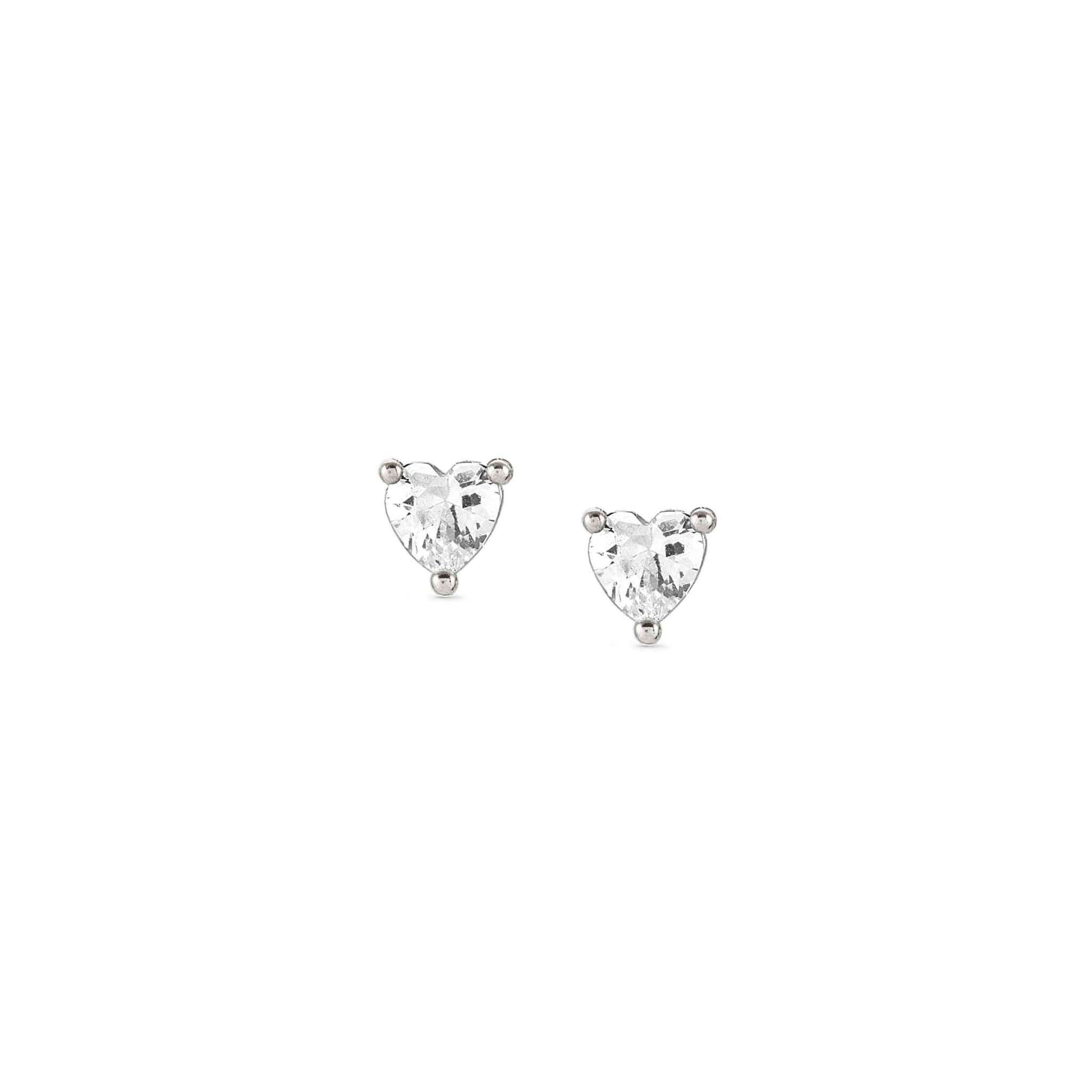 Sentimental Silver & CZ Heart Stud Earrings