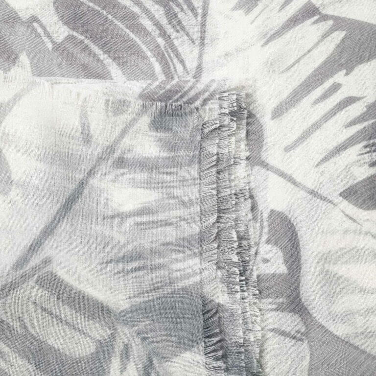 Palm Leaf Scarf Grey / White
