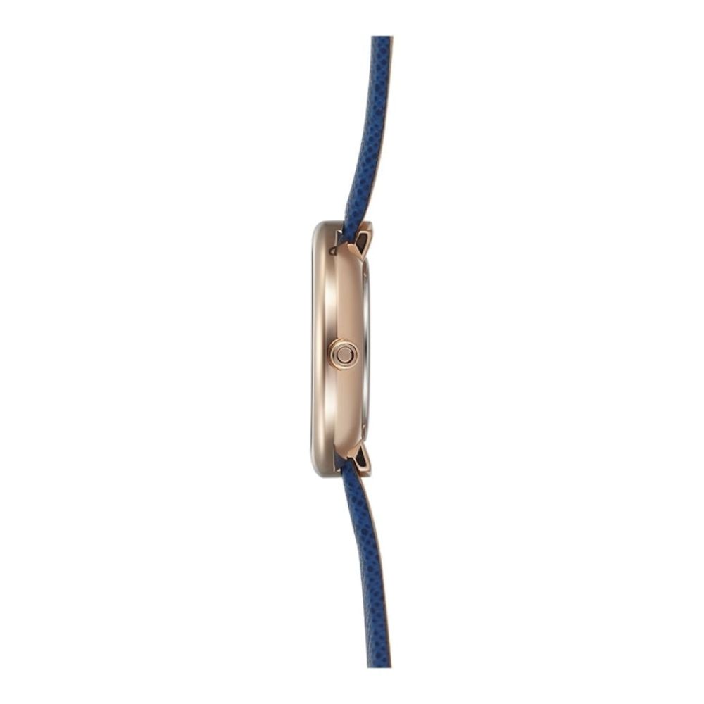 STILLE - NAVY Rose Gold Plated Leather Calf Watch