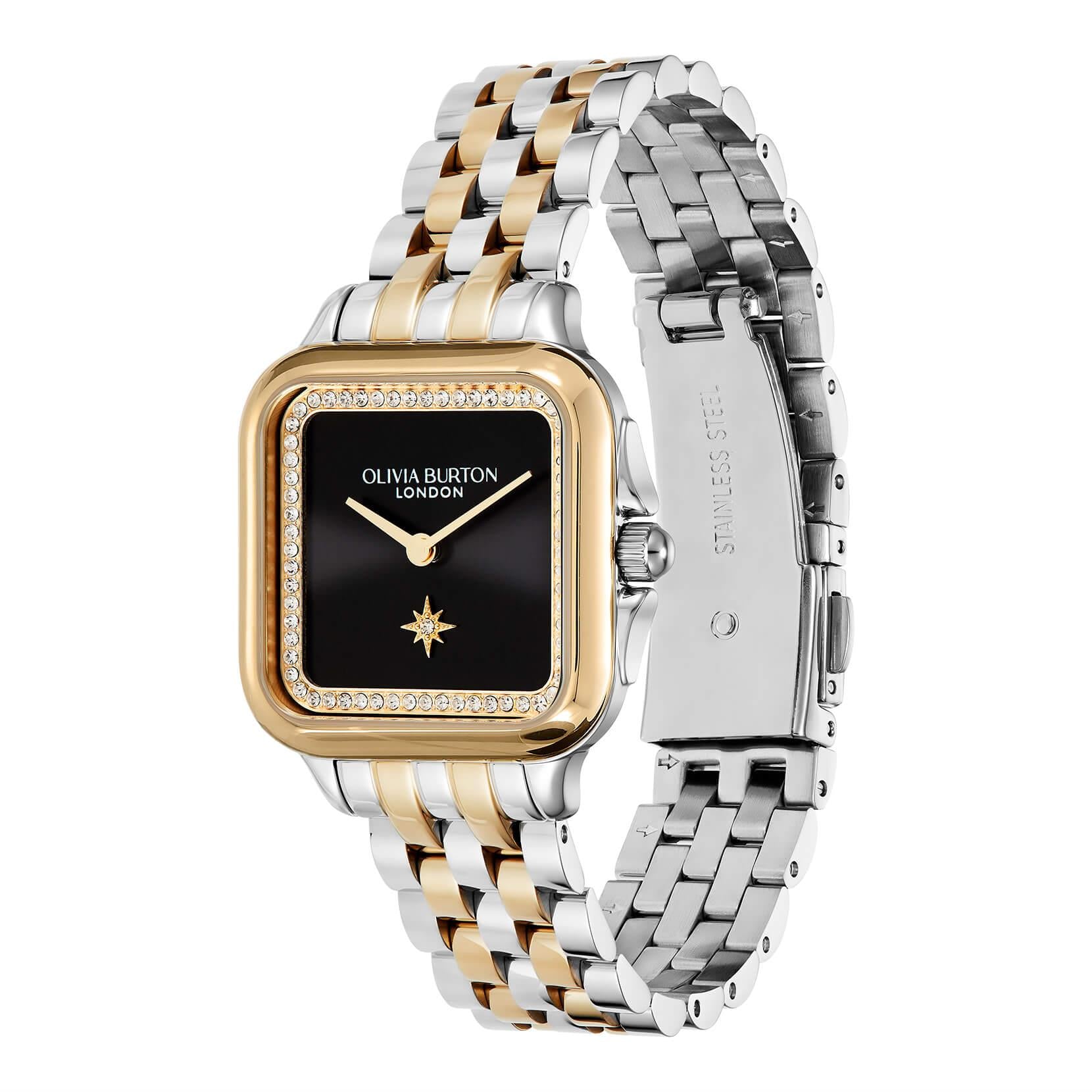 Grosvenor Black Square Dial With Two Tone Bracelet