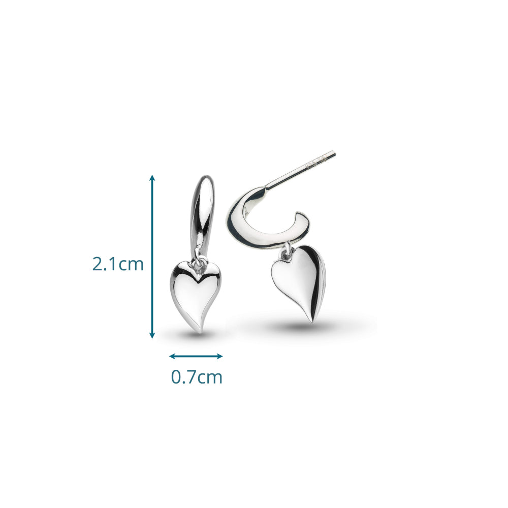 Desire Kiss Mini Heart Semi Hoop Stud Drop Earrings