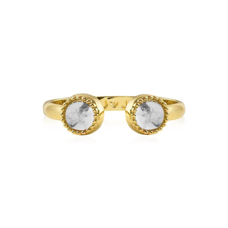 Capri Howlite Ring- Gold- Size M