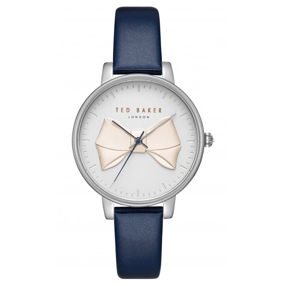Ladies Stainless Steel White Dial With Blue Leather Strap Watch