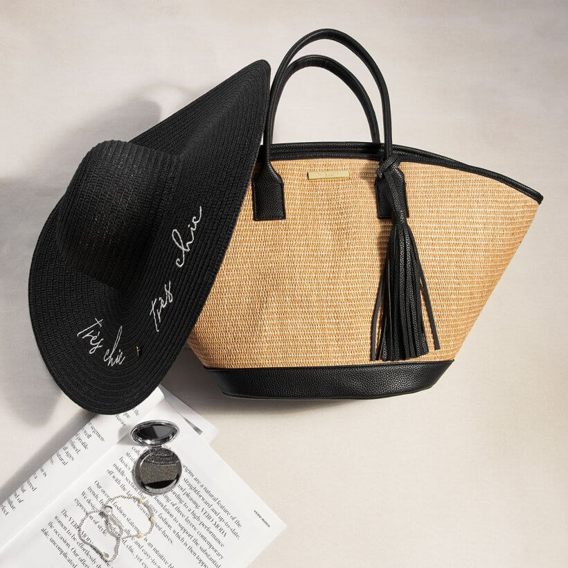 Straw Hat | Tres Chic | Black